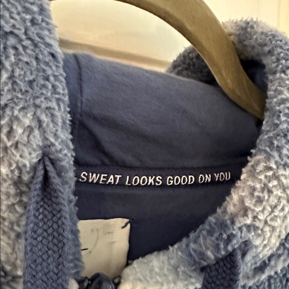 Women’s Aerie Offline Blue Tie-Dye Sherpa Fleece Full Zip Cropped Hoodie Size XL - Picture 6 of 10